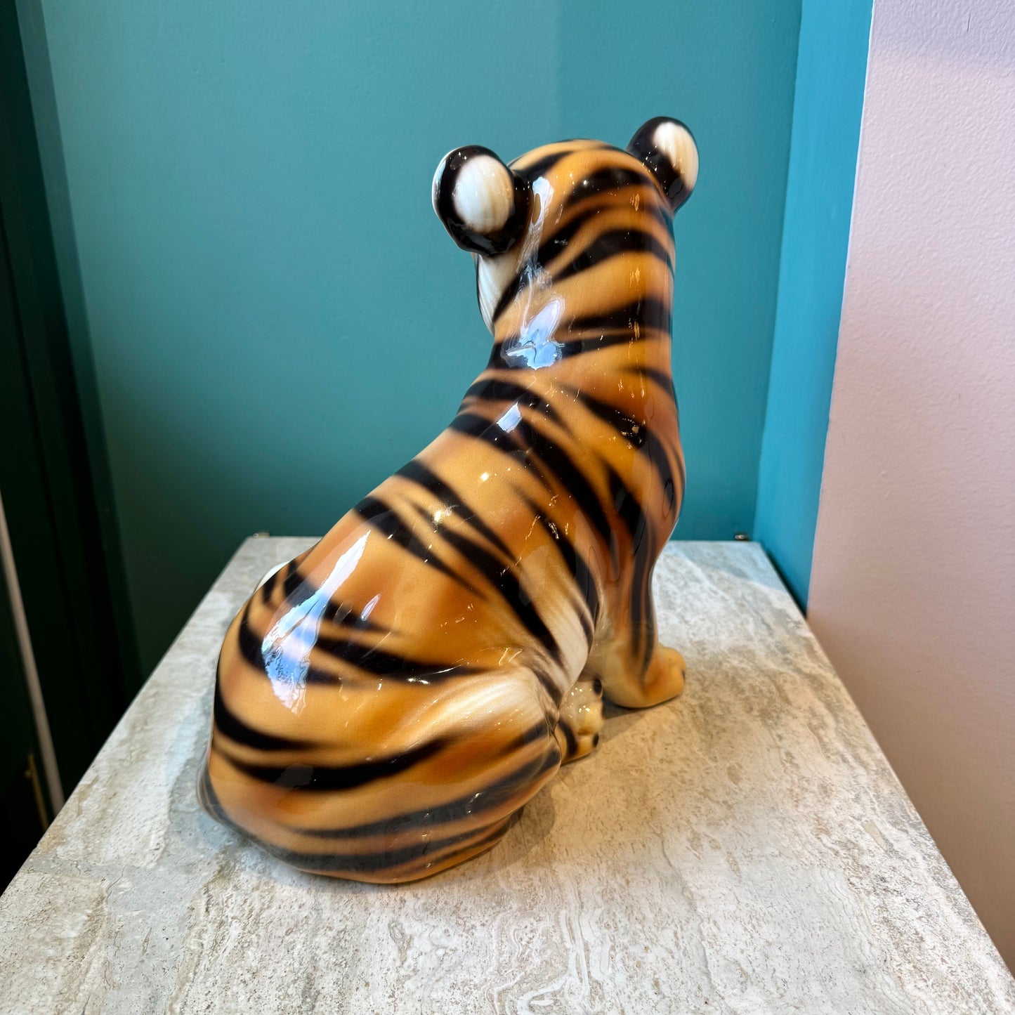 Vintage Italian Porcelain Tiger Cub Statue