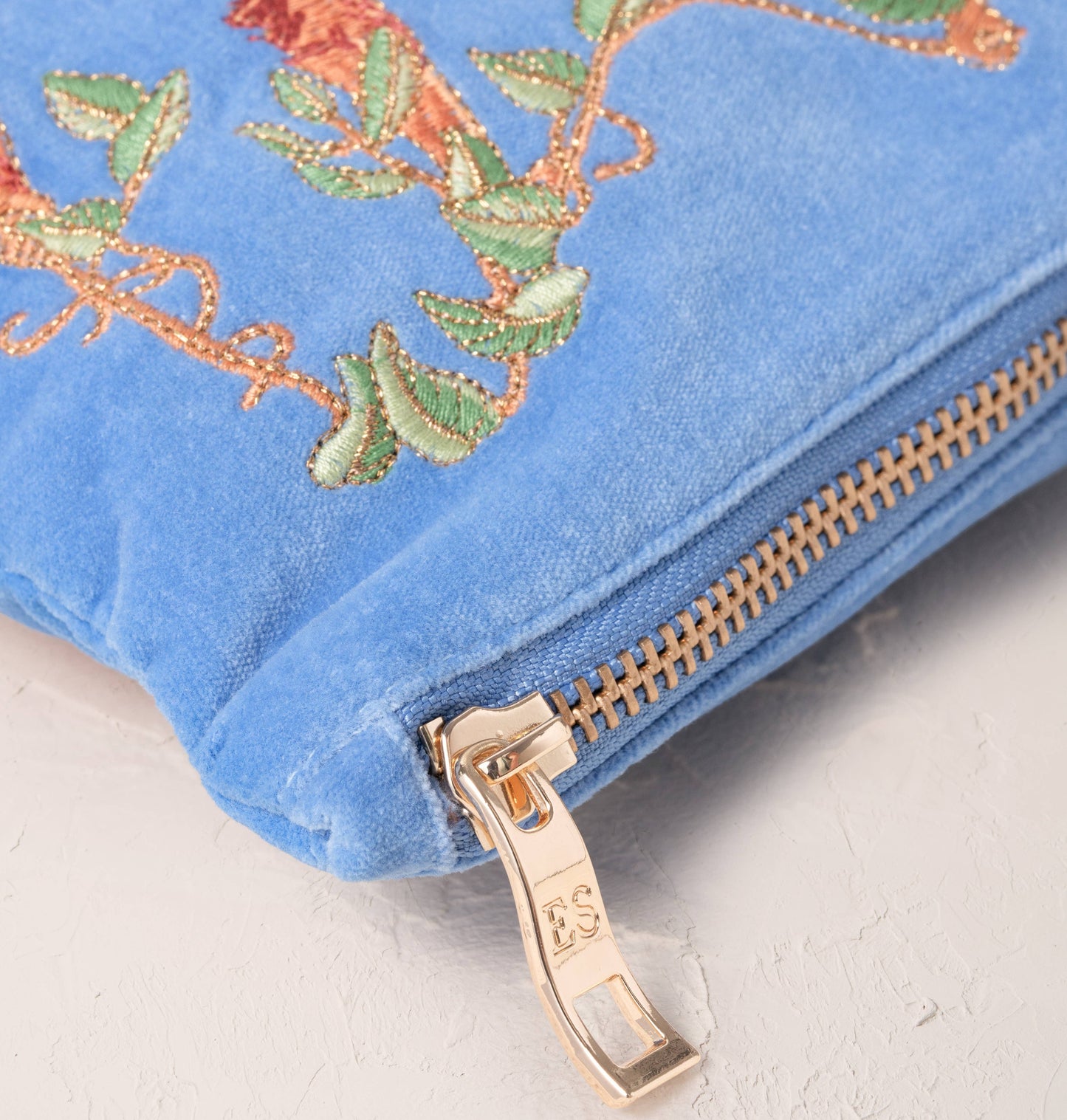 Orangutans Caribbean Blue Velvet Large Everyday Pouch by Elizabeth Scarlett