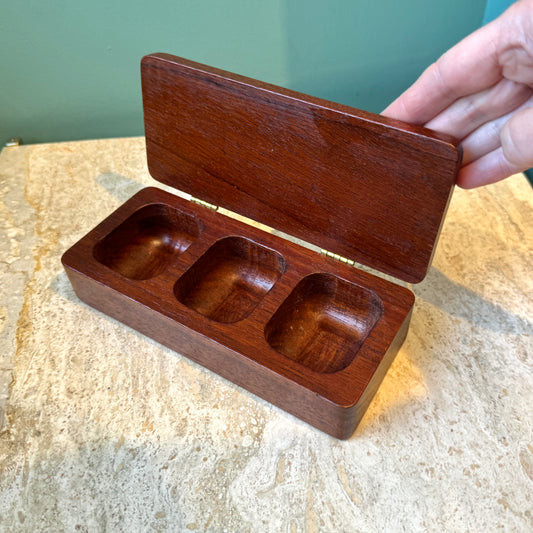 Vintage Three Compartment Wooden Box