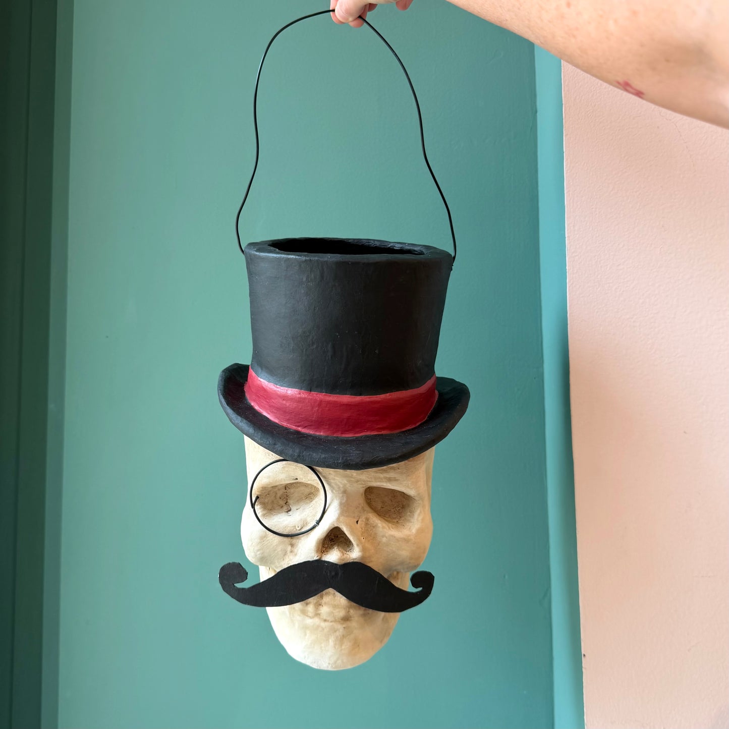 Vintage Inspired Top Hat Skull Candy Bucket