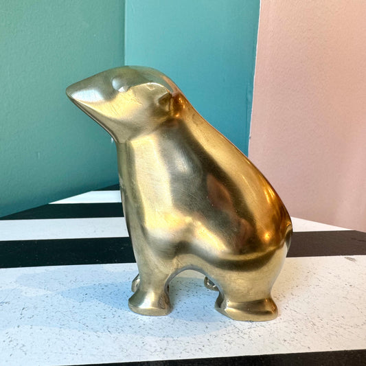 Vintage Brass Polar Bear Figurine