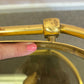 Vintage Oval Brass and Smoked Glass Rolling Bar Cart