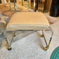Vintage Lucite Bench with Beige Seat and Wheels