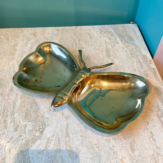 Vintage Solid Brass Butterfly Catchall