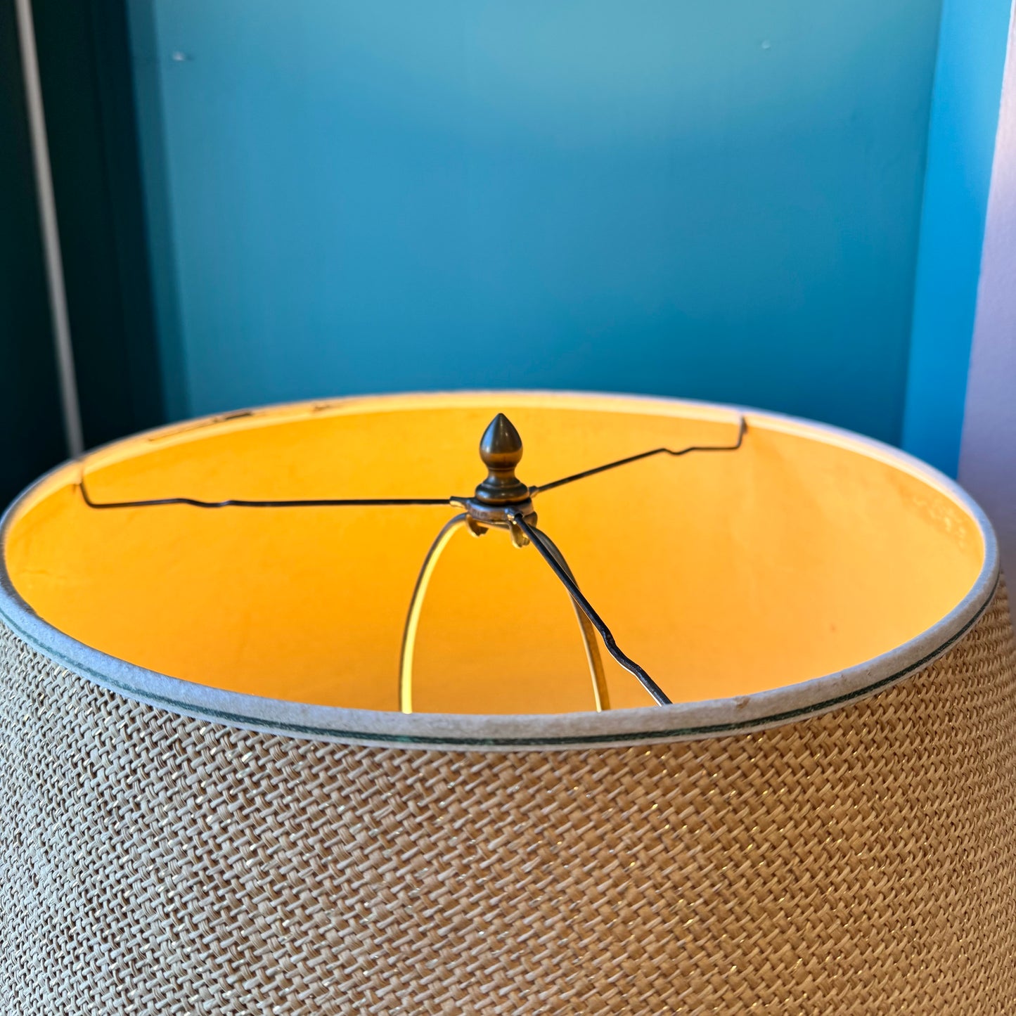 Large Mid Century Textured Glazed Pottery Lamp
