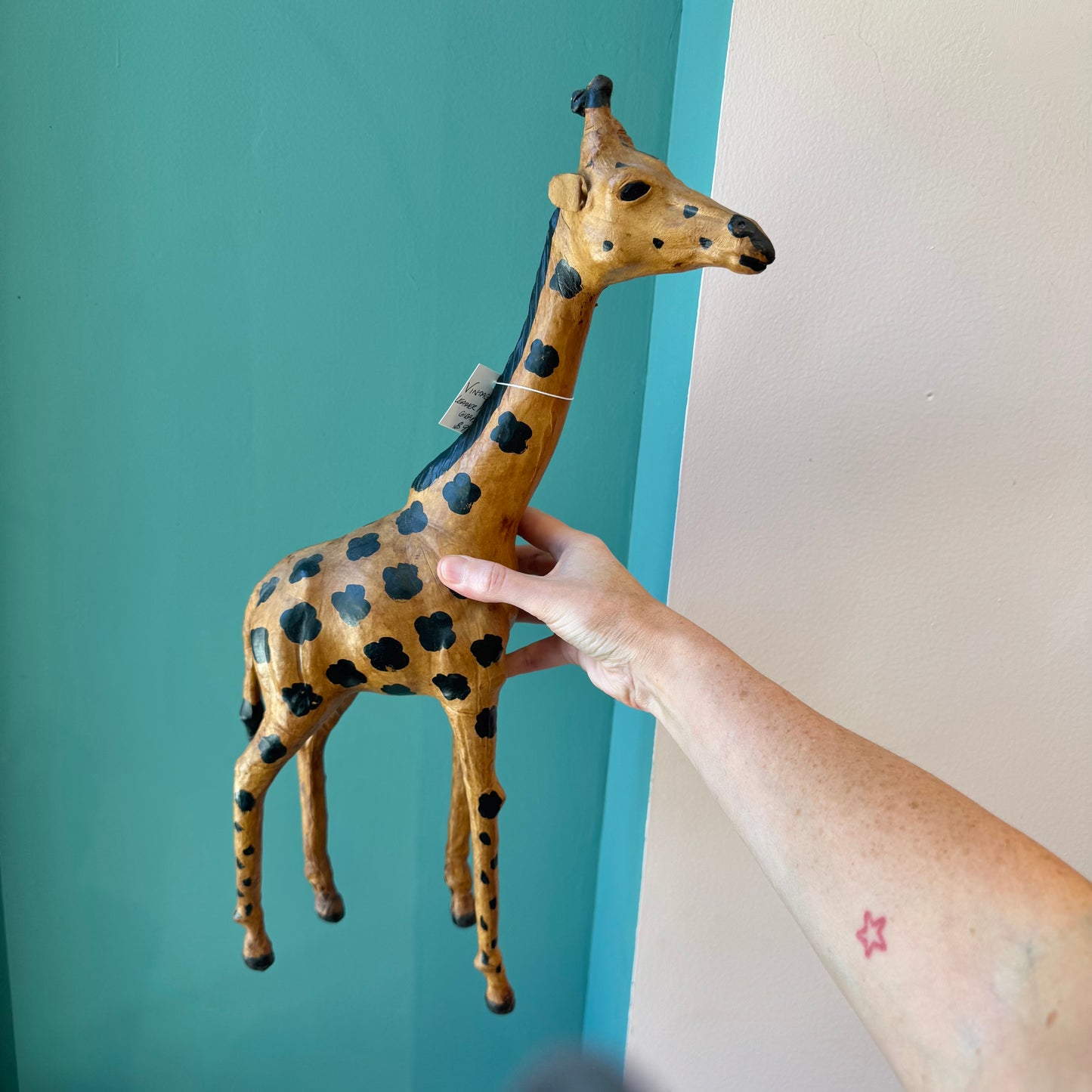 Vintage Leather Giraffe Statue