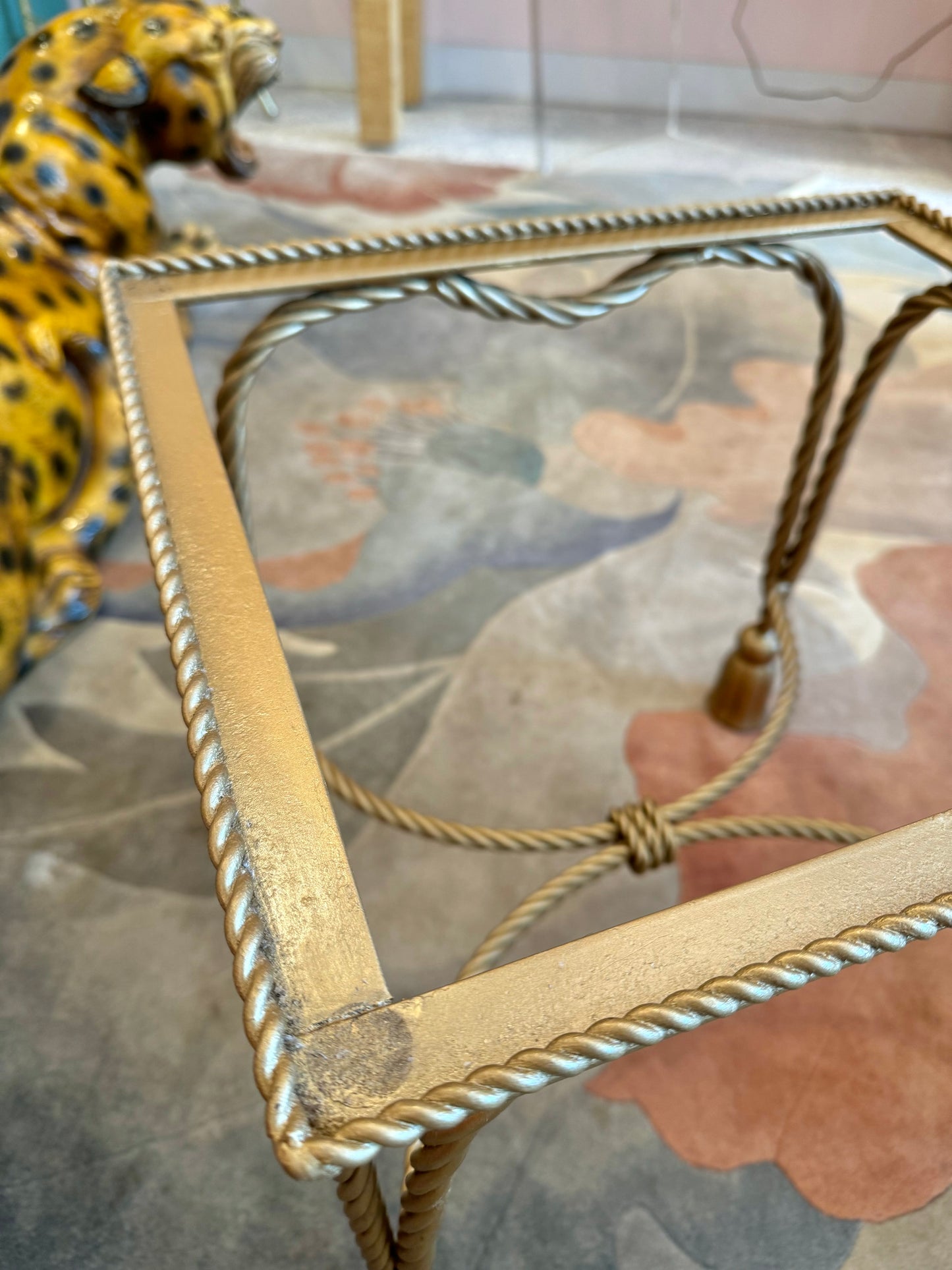 Vintage Gold Hollywood Regency Tassel Footed Side/End Table