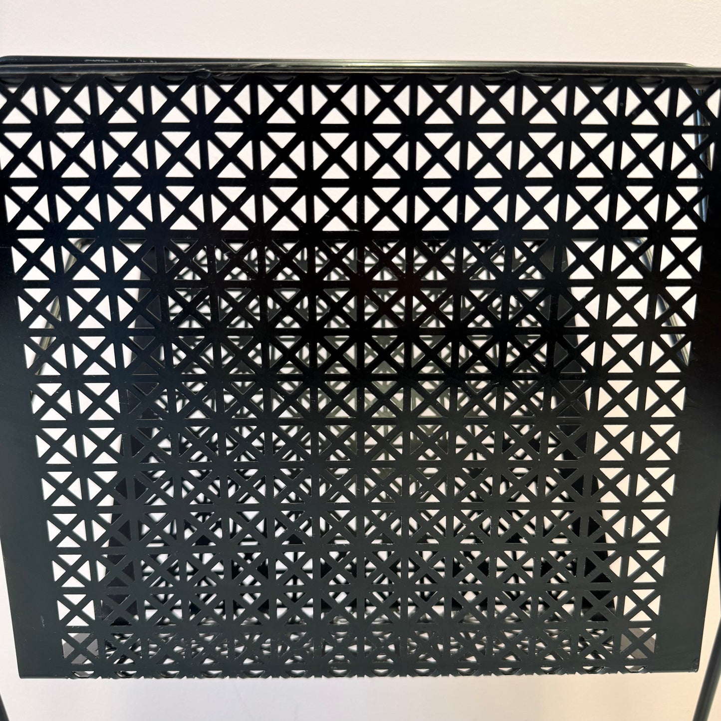 Vintage Mid Century Black Perforated Metal Magazine Rack