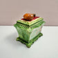 Antique Art Deco Smoking Lady Majolica Pipe Lidded Box