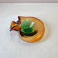 Vintage Murano Glass Style Curled Edge Green and Orange Sommerso Catchall Bowl