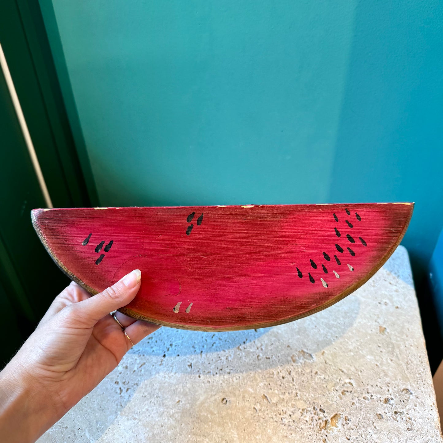 Vintage Wooden Watermelon Slice Wall Hanging