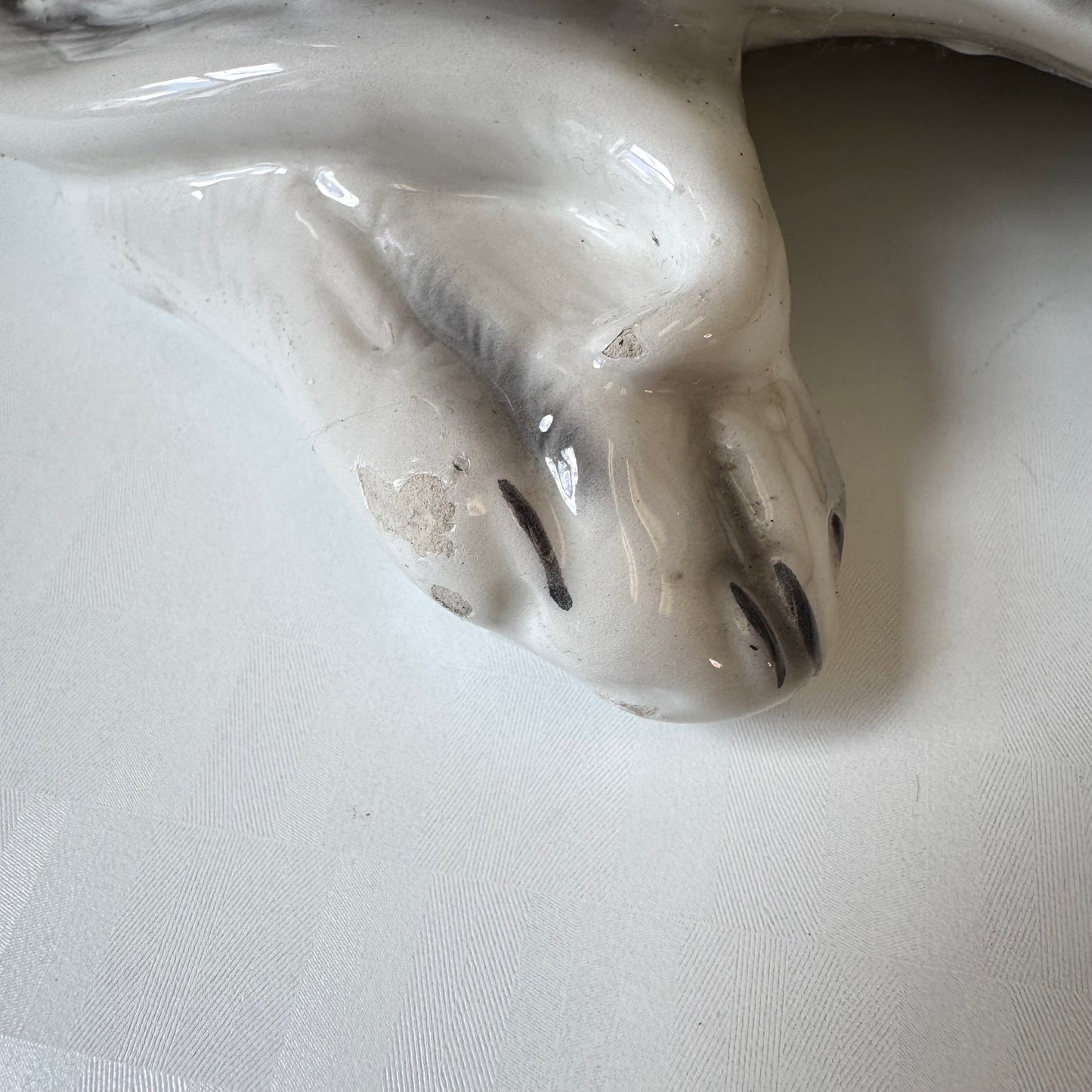 Vintage Porcelain Great Danes Resting Sculpture by Giovanni Ronzan