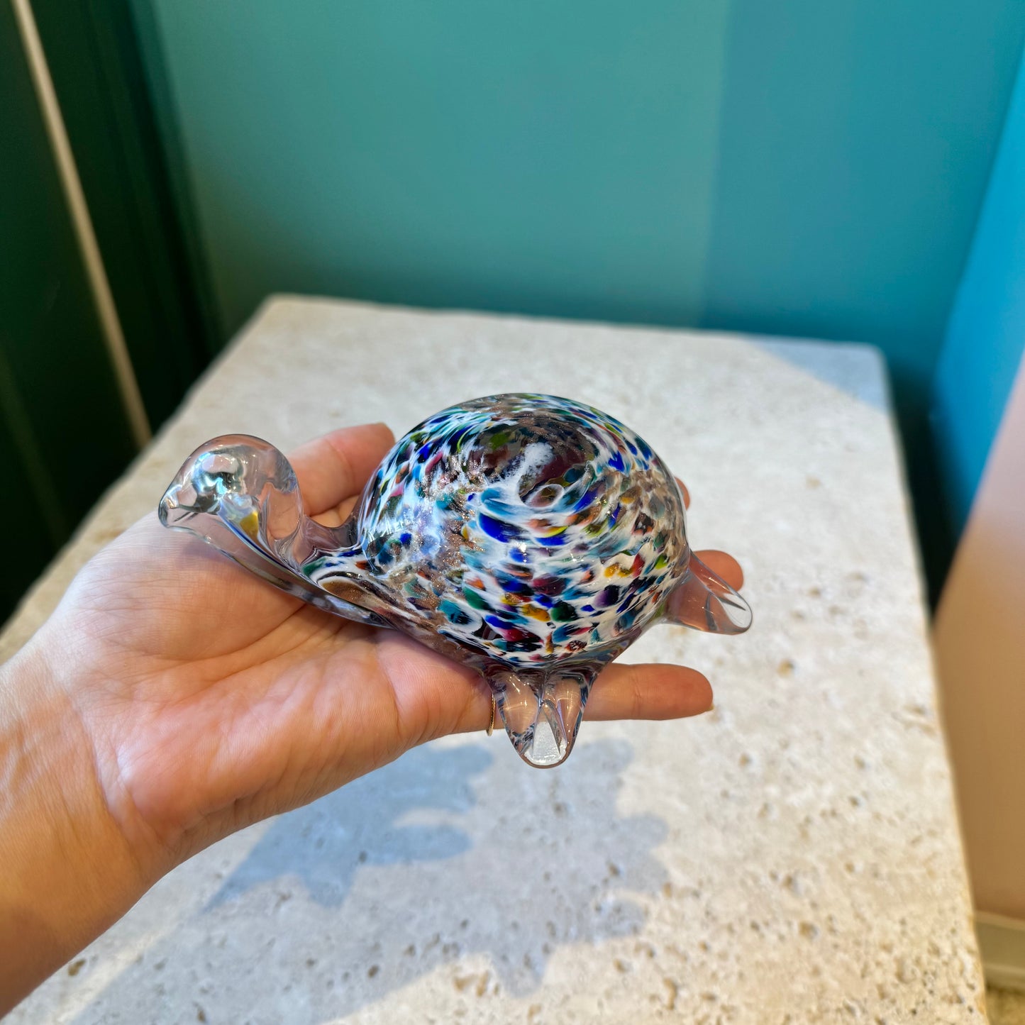 Vintage Murano Style Glass Millefiori Turtle Figurine
