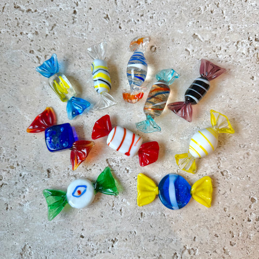 Vintage Collection of 10 Murano Glass Decorative Pieces of Candy