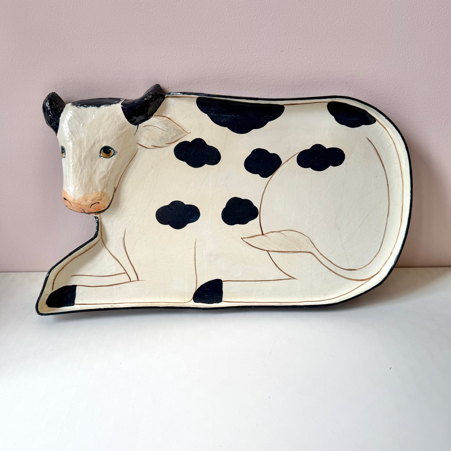 Vintage Large Paper-Maché Cow Tray