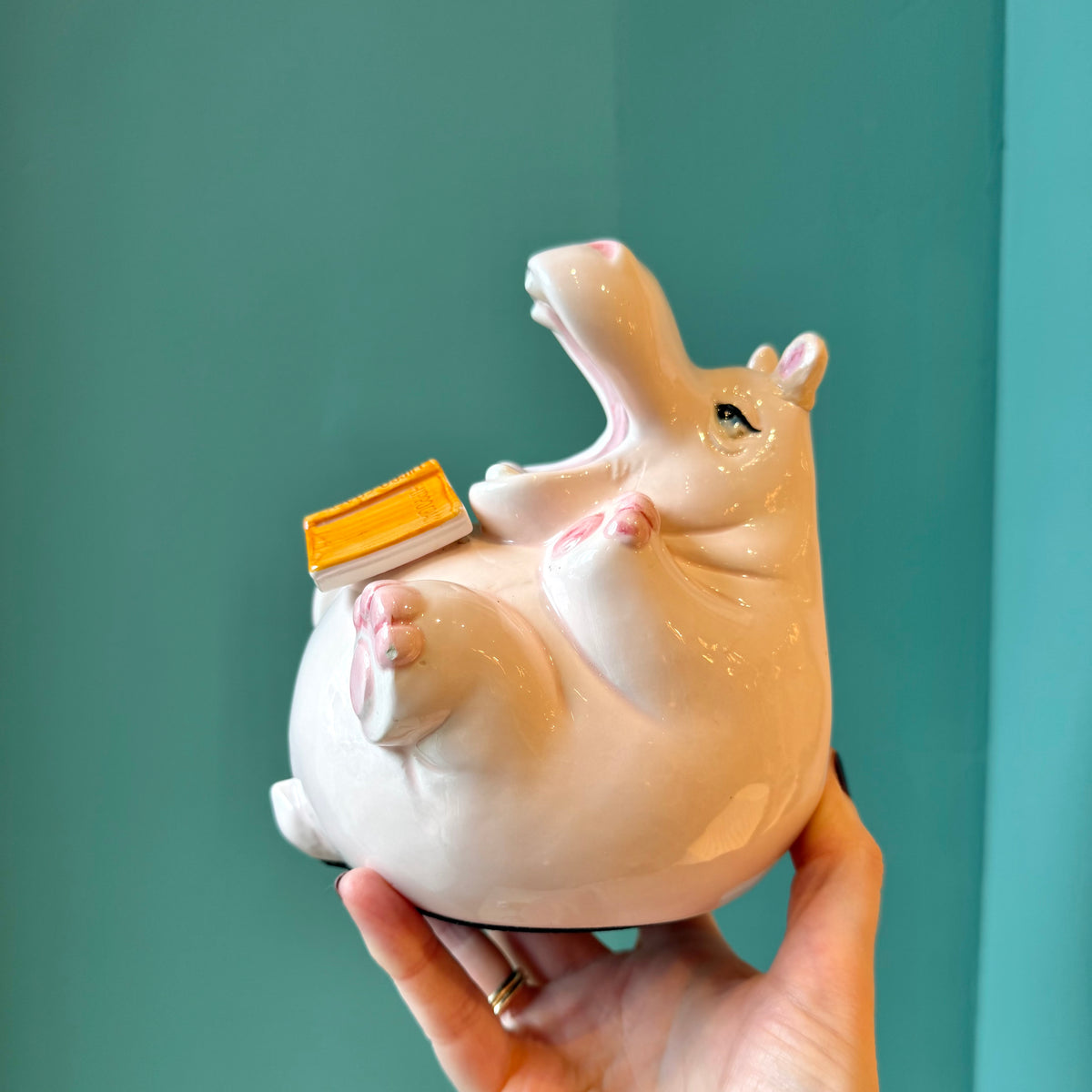 Vintage 1980 Fitz & Floyd Ceramic Hippo Bookends (As is)
