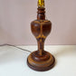 Mid Century Turned Mixed Wood Lamp W/Shade