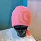 Simple Grid Knit Beanie: Pink