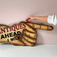 Vintage “Antiques Ahead 1 Mile” Pointing Hand Sign