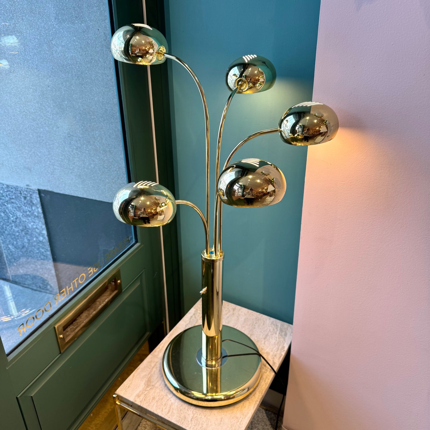 Vintage Five-Headed Brass Table Lamp