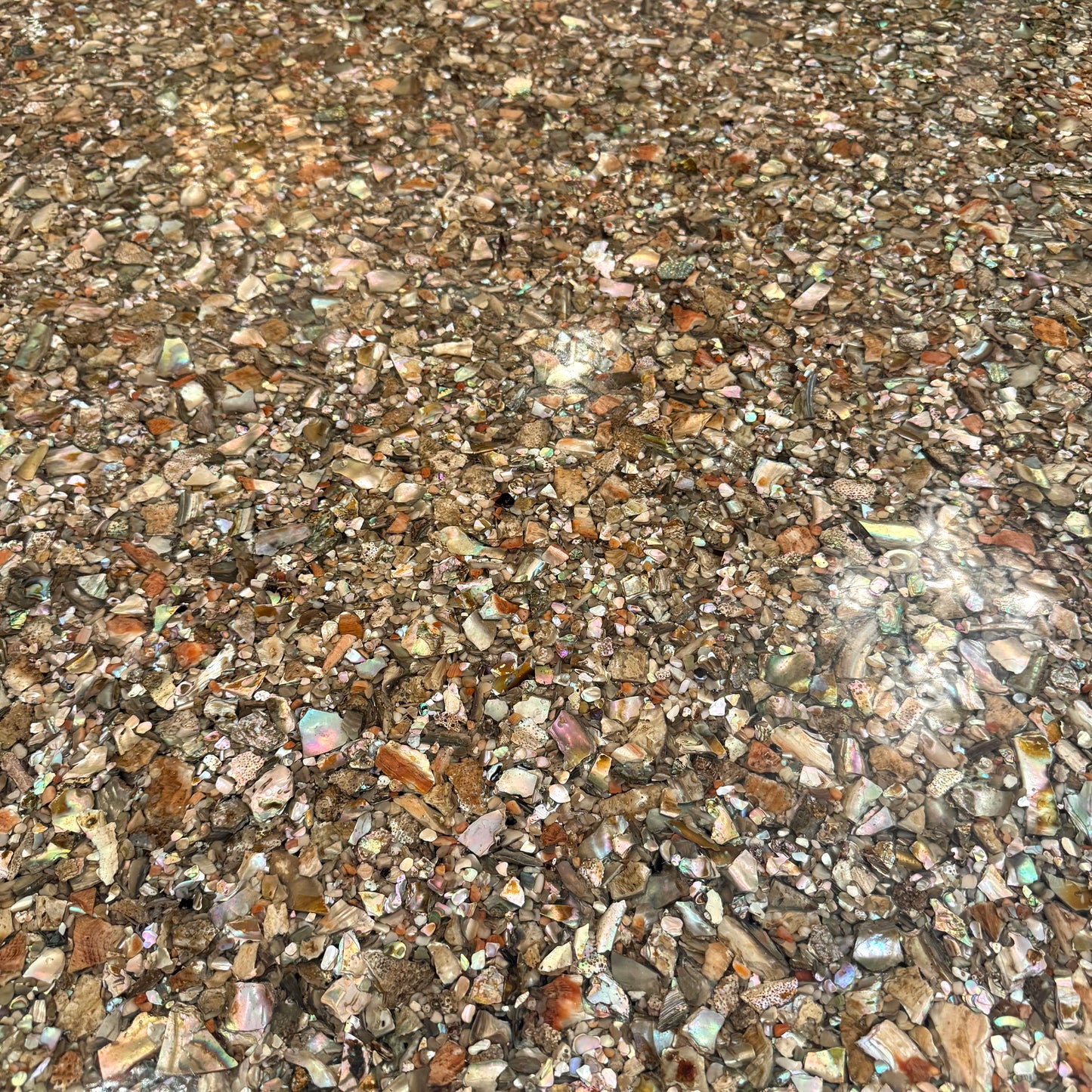 Vintage Abalone Shell Resin and Chrome Circular Dining Table
