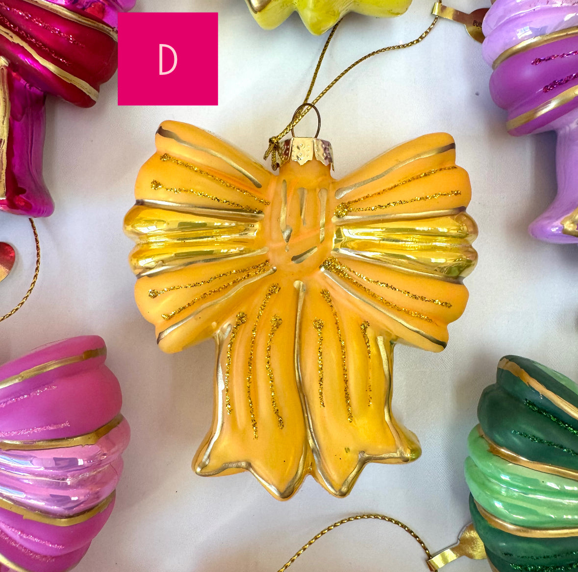 Sparkling Satin Bow Glass Ornament