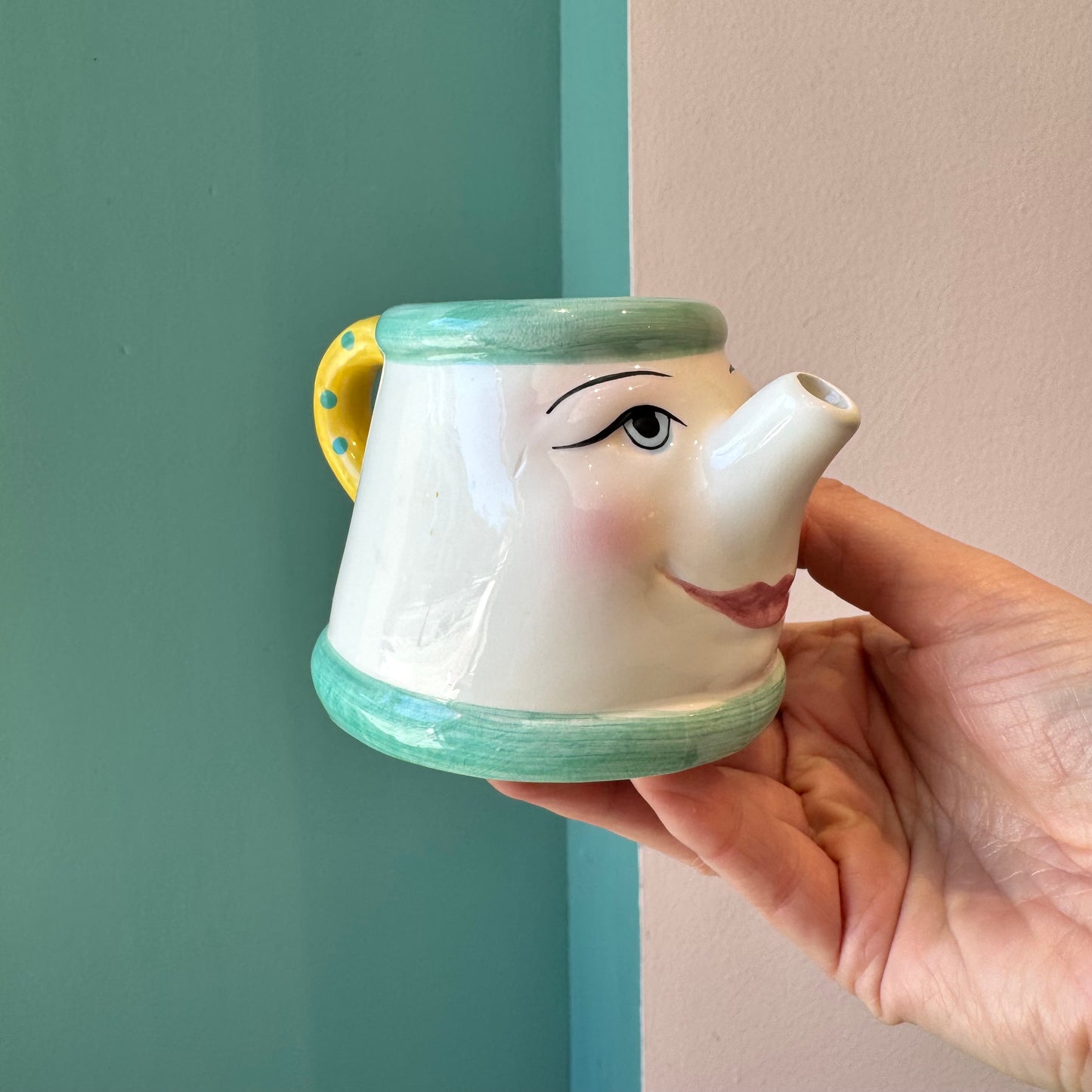 Vintage 5 Piece Tea Set “Coffee Break” by Clay Art San Francisco, Dated 1993