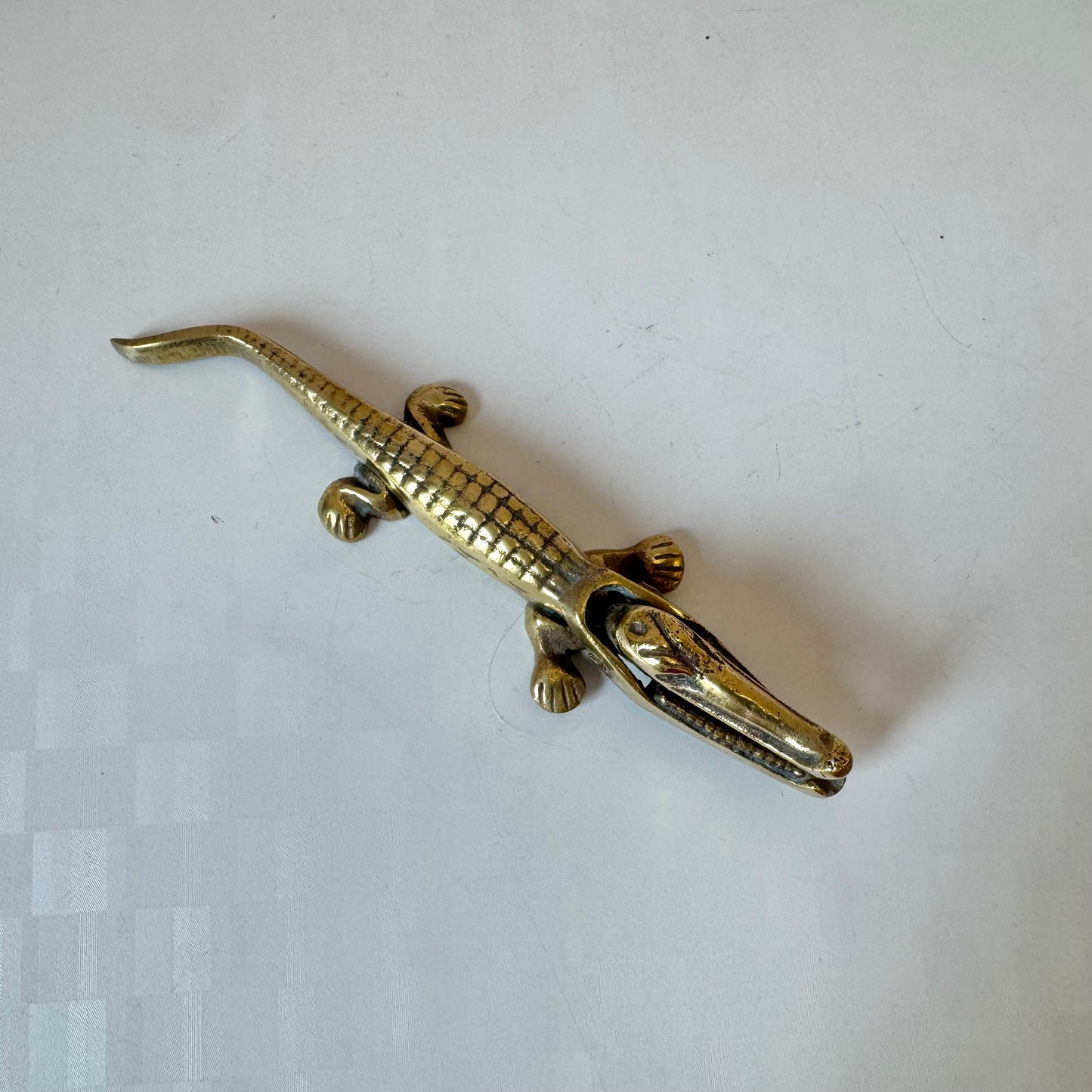 Vintage Brass Crocodile Nutcracker