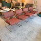 Vintage Set of 4 Milo Baughman '1188' Chrome and Orange Wool Dining Chairs