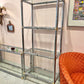 Vintage Chrome Etagere Shelf with Brass Bamboo Accents