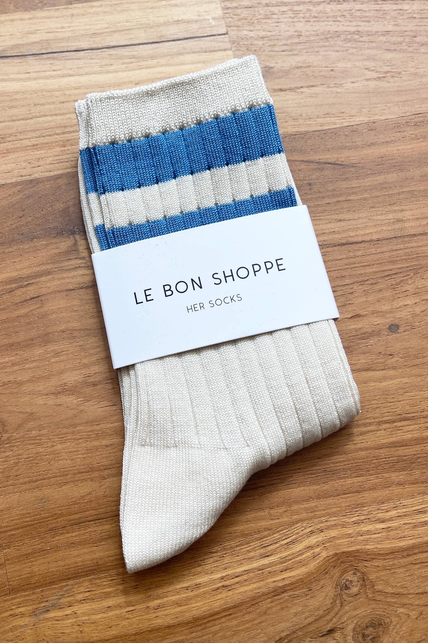 Le Bon Shoppe: 'Her' Socks in Cream and Blue
