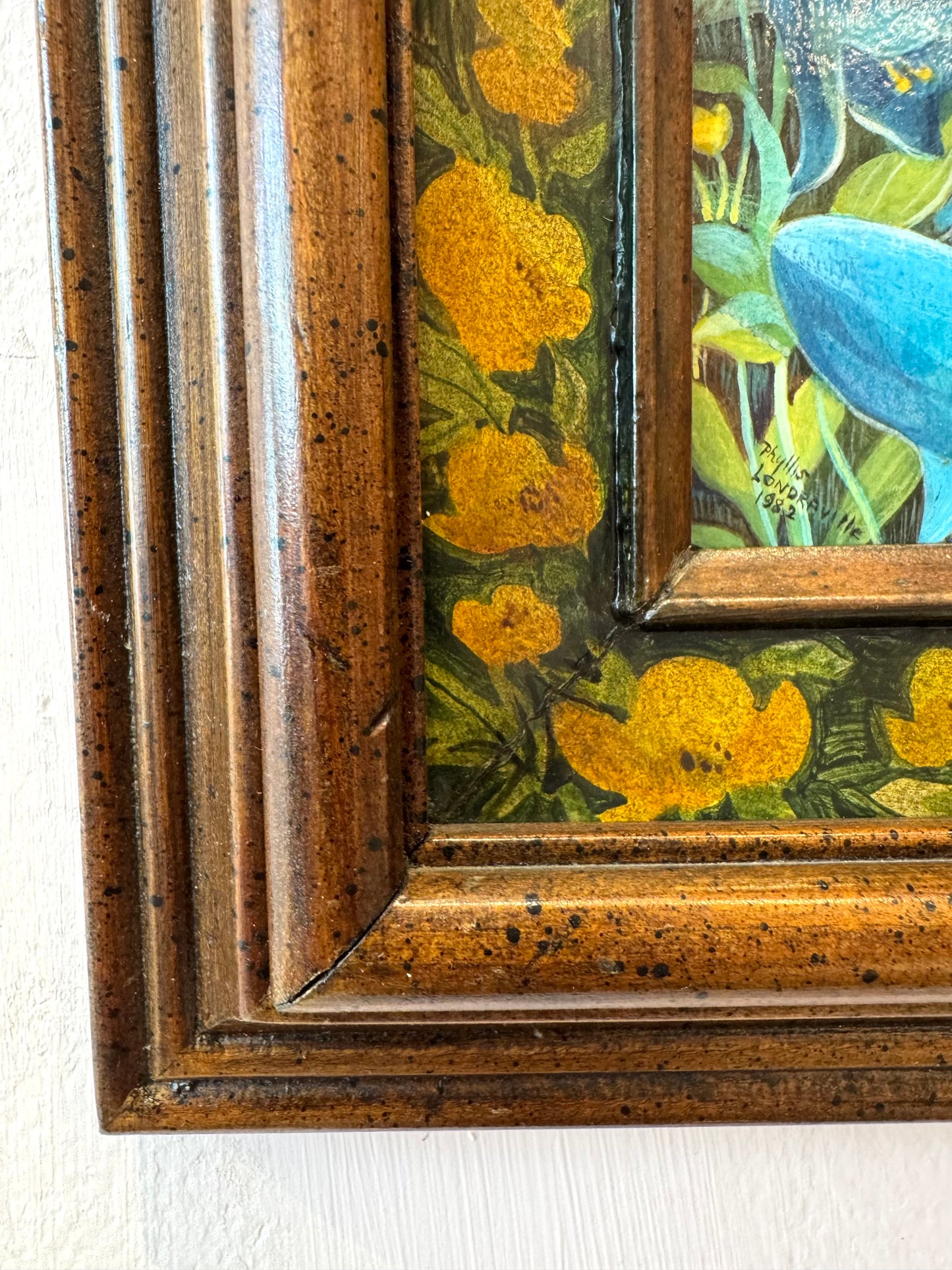 Vintage Small Original Framed "The Buttercup Day" 1982 Acrylic on Board Painting by Phyllis Londraville