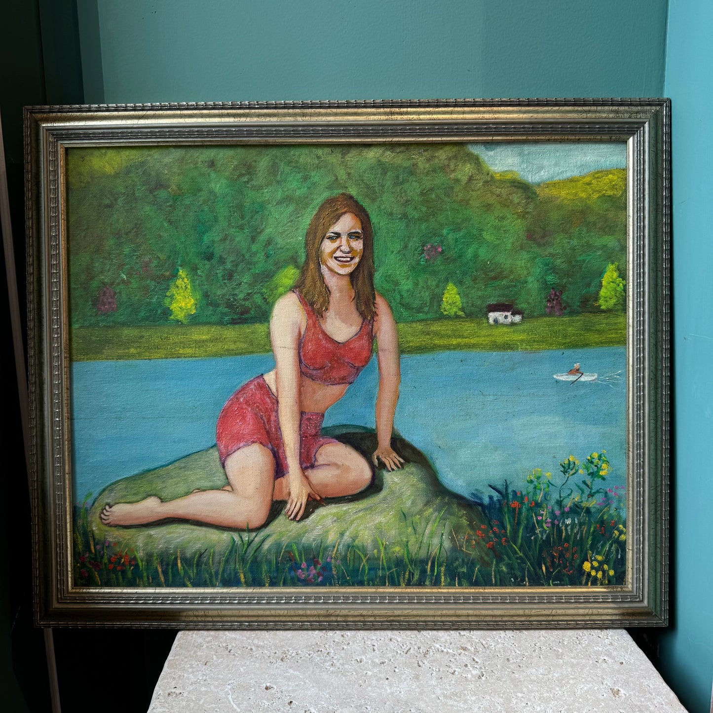 Vintage Original Framed “Bather by the River” Artwork