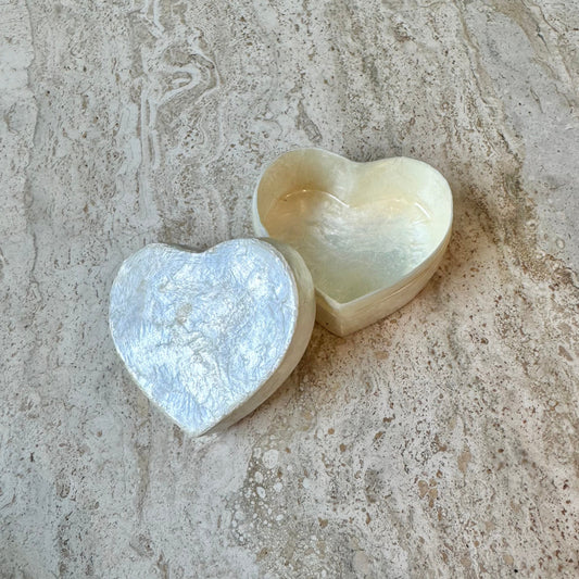 Vintage Capiz Shell Heart Trinket Box