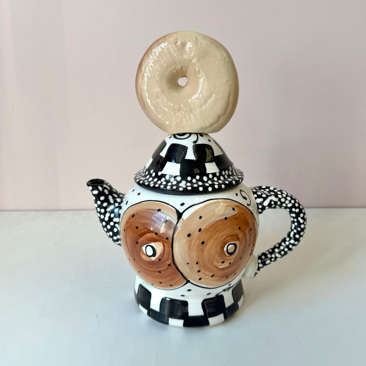 Vintage Ceramic Bagel Teapot by Joanne Delomba
