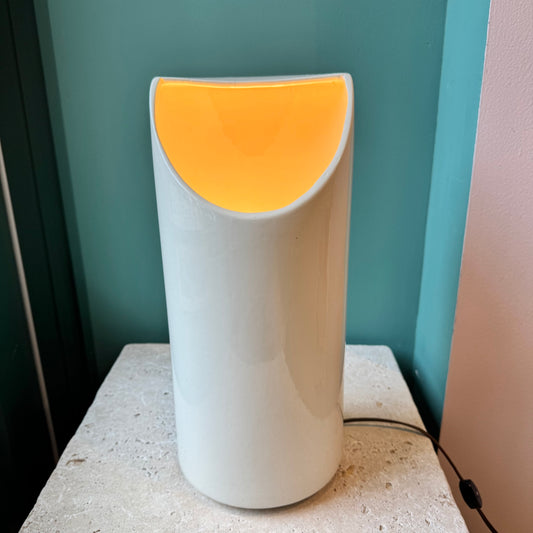 Vintage 1980's Modernist White Ceramic Lipstick Lamp