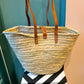 Large French Market Basket With Leather Straps