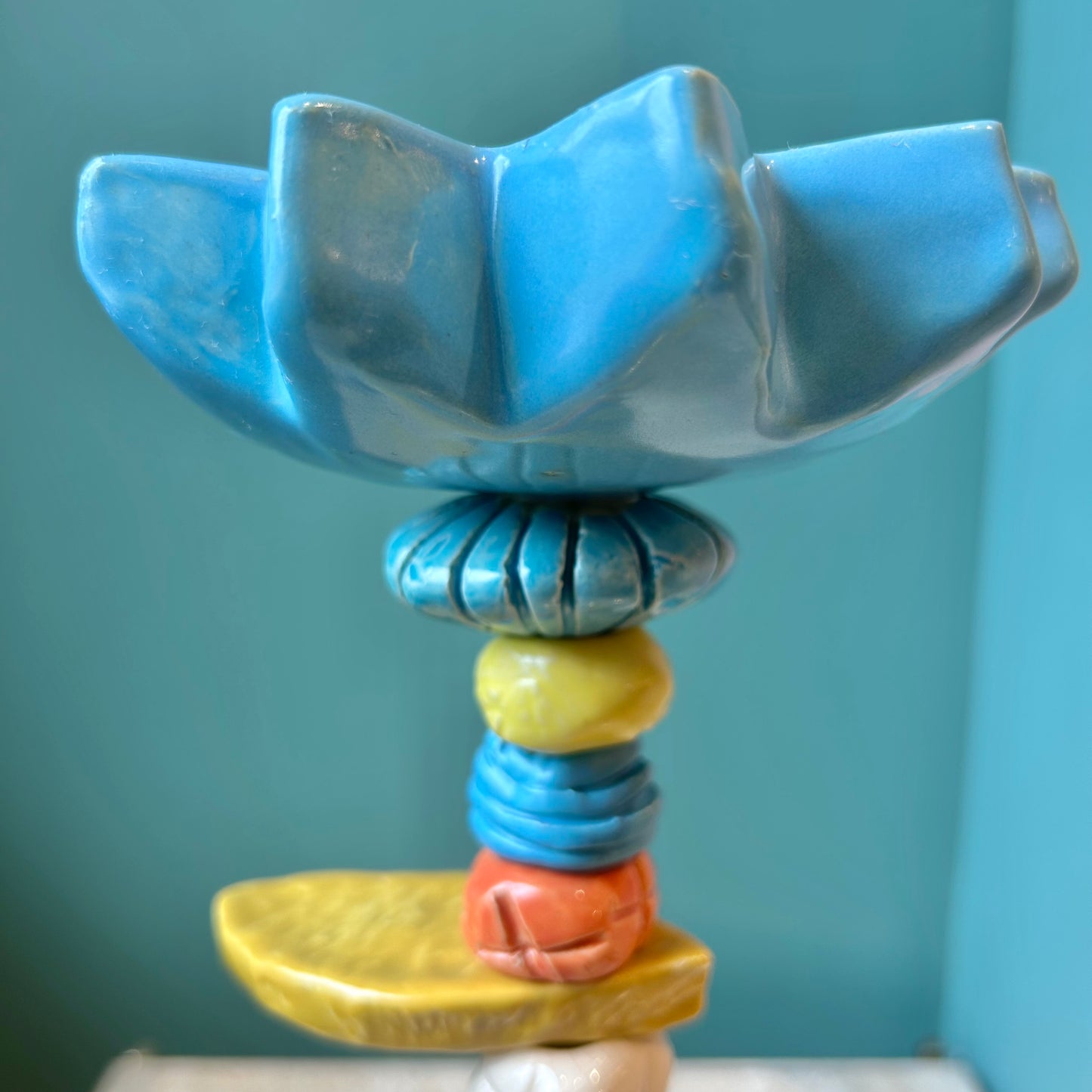 Vintage Pair of Ceramic Sunapple and Company Candlestick Holders