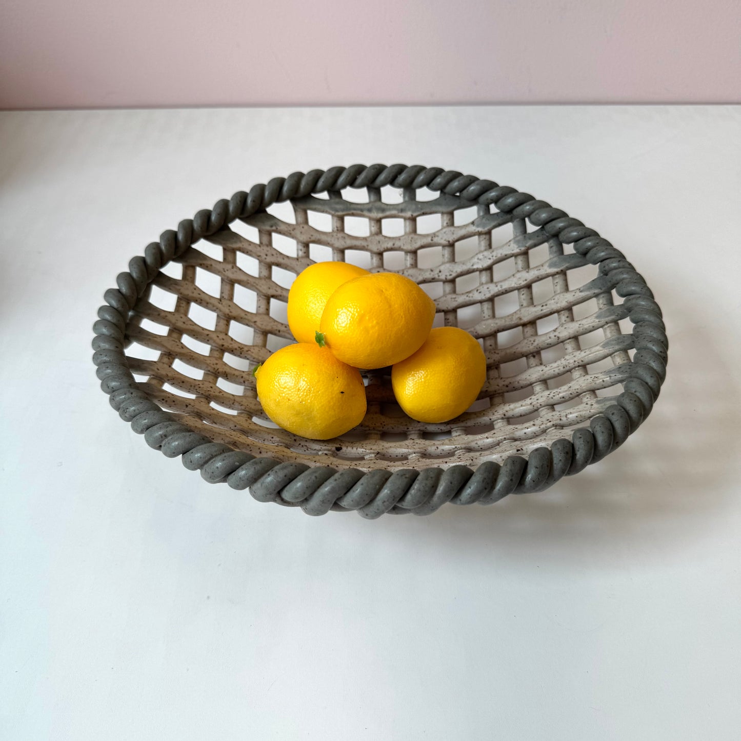 Vintage Mid-Century Pottery Lattice Bowl