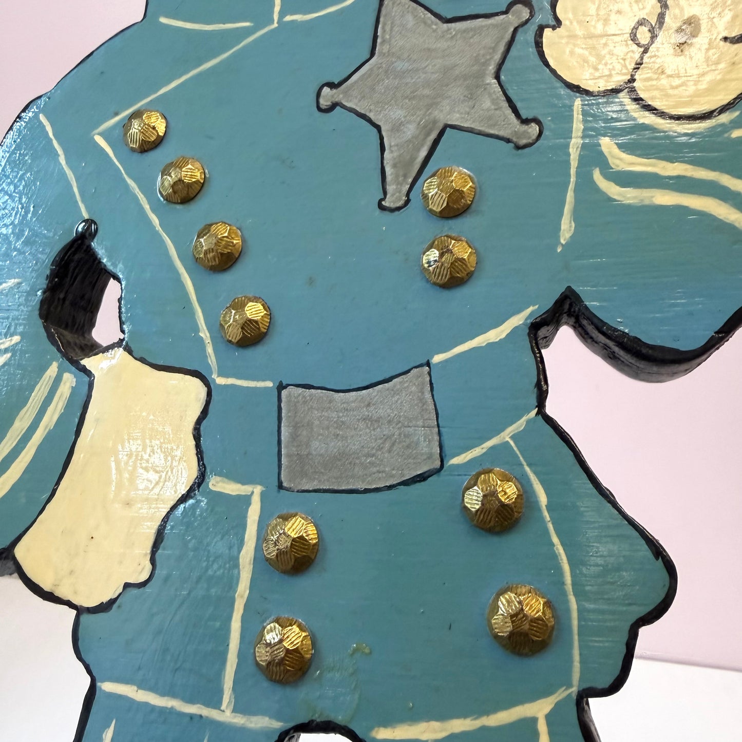 Vintage Folk Art “STOP” Sign Police Officer
