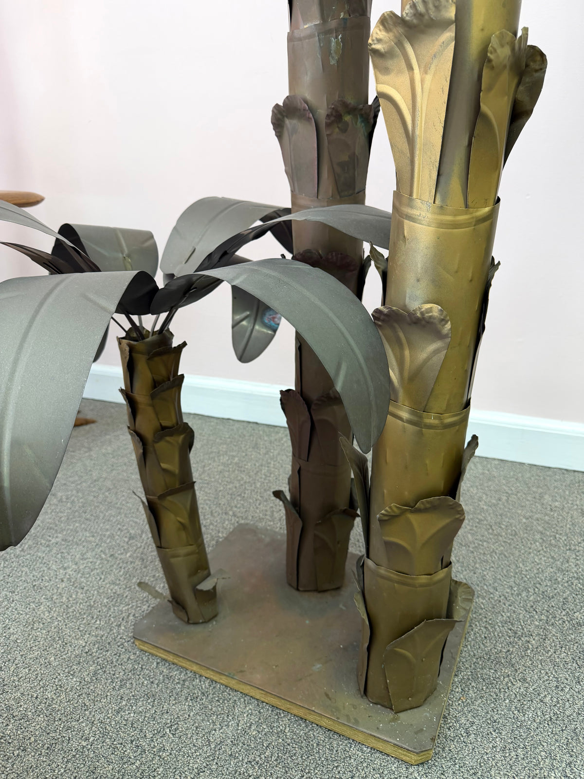 Vintage Tommaso Barbi Style Hollywood Regency Brass Palm Tree Sculpture