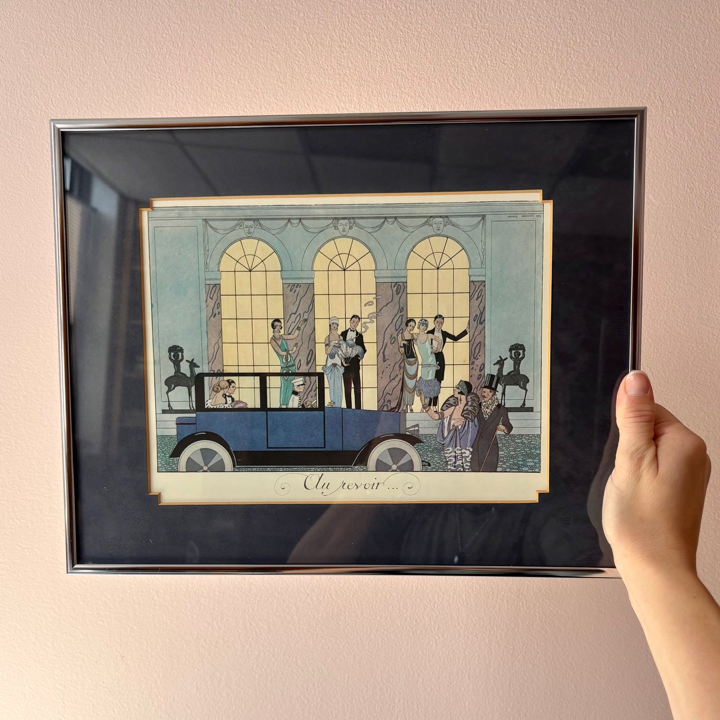 Vintage Framed "Au Revoir" Print by George Barbier