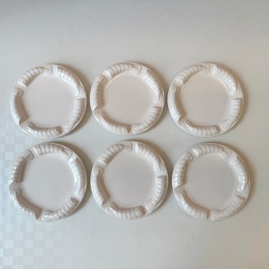 Vintage Set of 6 Ceramic Shrimp Appetizer Plates by Shafford Japan