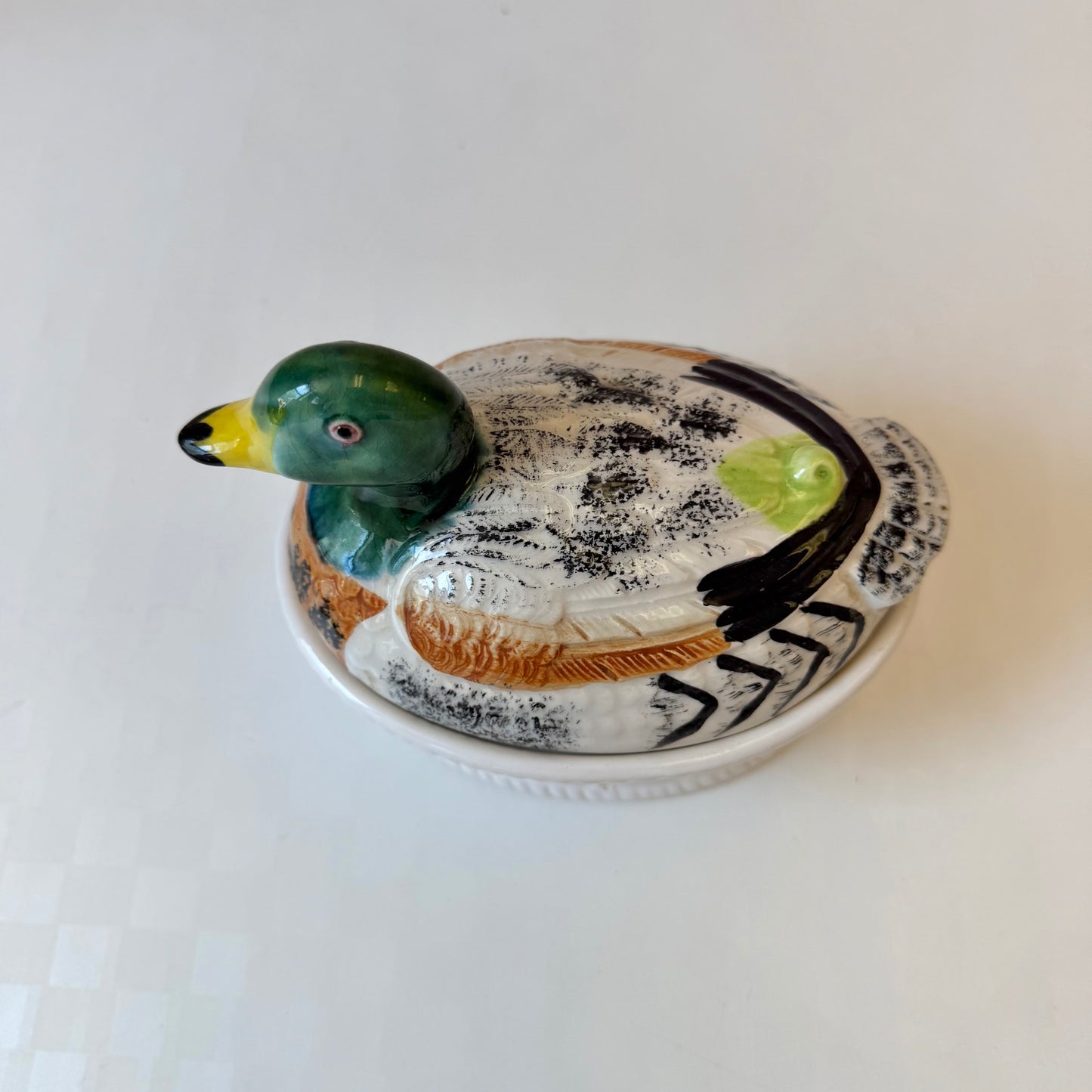 Vintage Ceramic Mallard Duck Tureen Serving Dish