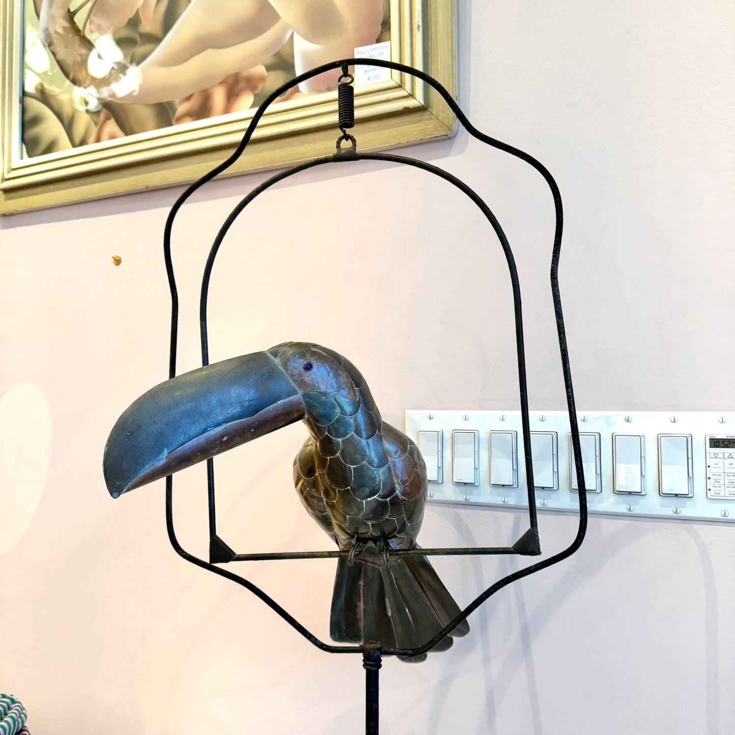 Vintage Mixed Metal Sergio Bustamante Style Toucan Standing Sculpture