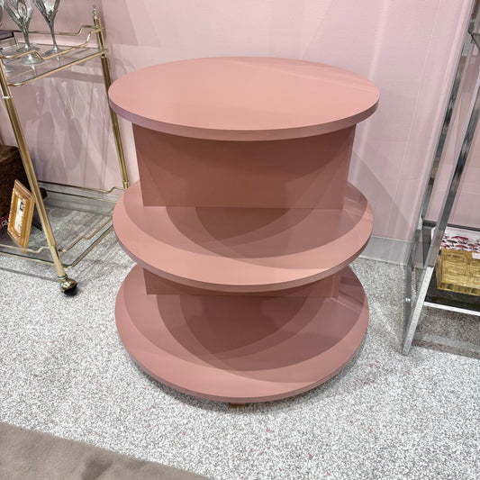 Vintage Mauve Pink Circular Tri-Level Accent Table