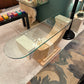 1980s Tessellated Marble and Glass Console Table by Casa Bique