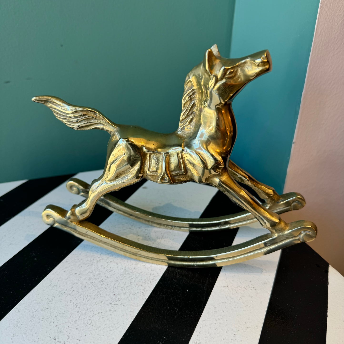 Vintage Brass Rocking Horse 6”