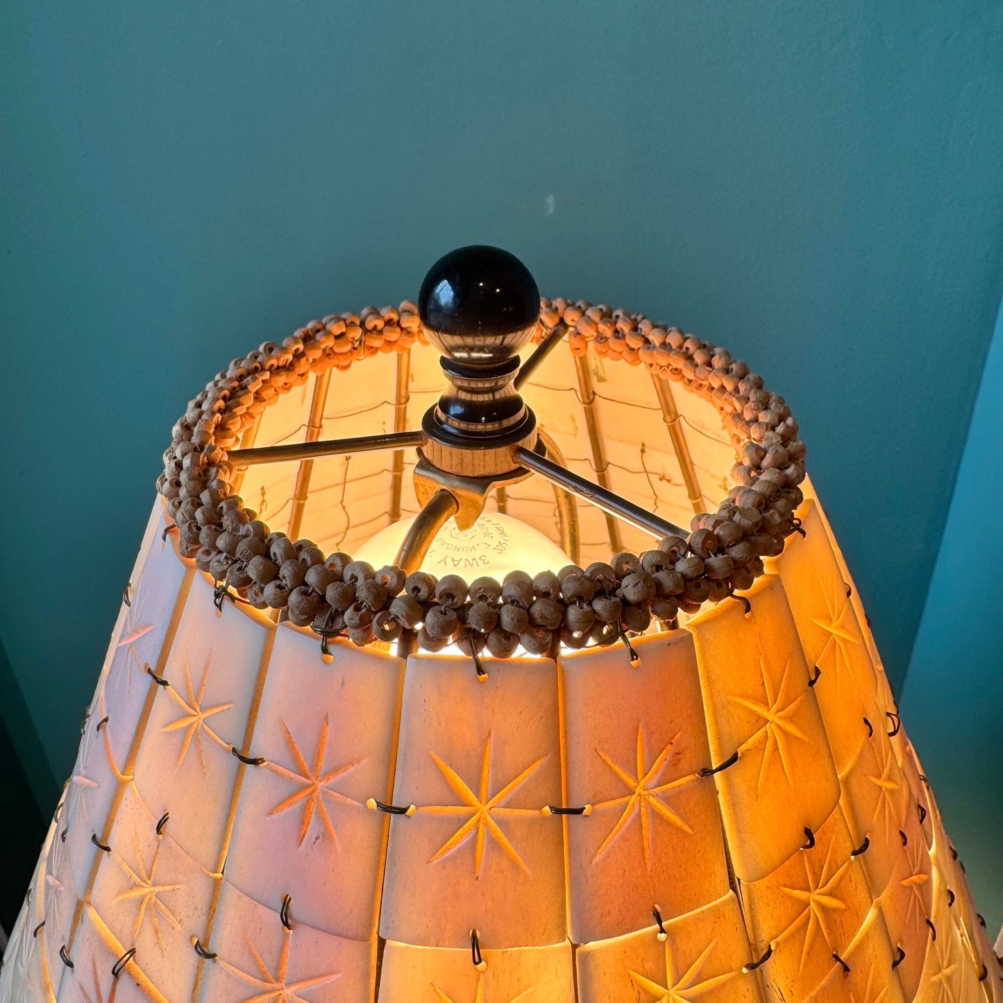 Vintage Palm Tree and Tile Shade Table Lamp