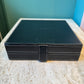 Vintage Black Faux Leather Poker Playing Card Box Set
